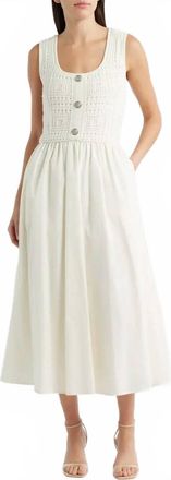 ZOE AND CLAIRE Sleeveless Crochet Twofer Dress In Ivory