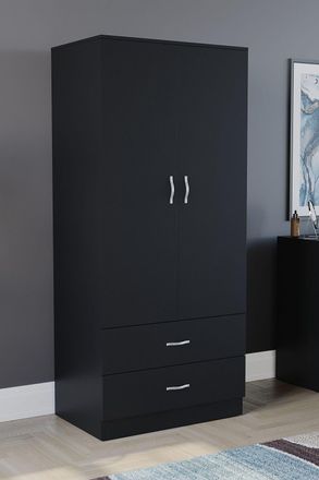 Home Discount Vida Designs Riano 2 Door 2 Drawer Wardrobe Storage in Black