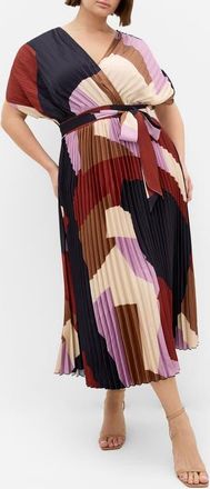 City Chic Hailey Abstract Print Midi Dress in Geo Muse at Nordstrom, Size 12W
