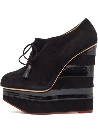 Charlotte Olympia pre-owned 160mm platform wedge pumps - Black