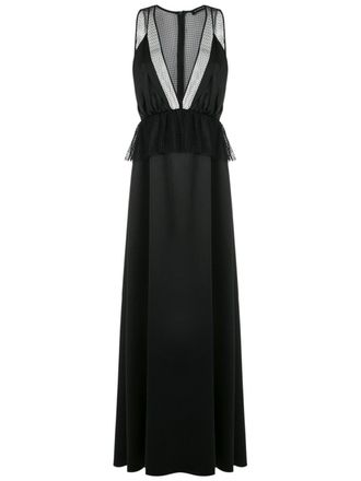 OLYMPIAH mesh panels gown - Nero