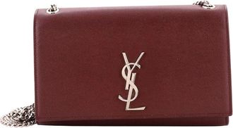 Saint Laurent Burgundy Grainy Leather Classic Monogram Crossbody Medium (Authentic Pre-Loved)