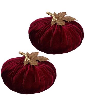 Mark Roberts Handmade Set Of 2 Velvet Pumpkins Large - 10 X 6In