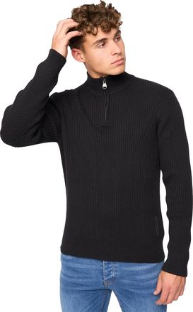 Crosshatch Mens Havaline Knitted Quarter Zip Pullover (Black) Cotton - Size 2XL