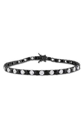 Delmar Mens Sterling Silver Lab Created Sapphire Bracelet in Black at Nordstrom Rack
