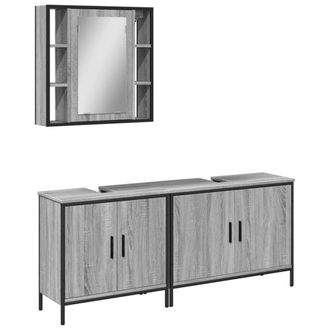 Berkfield Home 3 Piece Bathroom Cabinet Set Grey Sonoma Engineered Wood