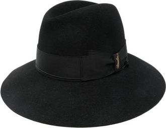 Borsalino Black Claudette Logo Hat