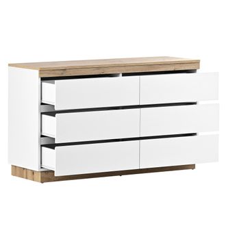STILVORA Cassettiera Con 6 Cassetti E Anta, Stile Classico, In Pannello Truciolare E1, Bianco E Rovere