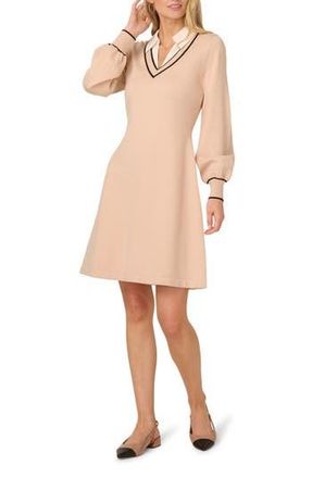Adrianna Papell Collared Long Sleeve Twofer Sweater Dress in Champ Blush/Black at Nordstrom Rack, Size X-Large
