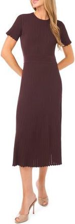 Ted Baker Pointelle Short Sleeve Midi Dress in Dark Chocolate at Nordstrom Rack, Size Large
