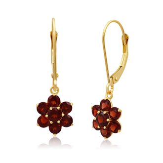 MAX + STONE Solid 14K Yellow or White Gold Gemstone Flower Shape Dangle Earrings