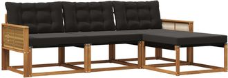 vidaXL Conjunto De Sof&aacute;s De Exterior 4 Uds. Natural Y Negro Vidaxl