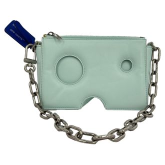Off-white Off-White Burrow-20 schoudertas in mintgroen leer