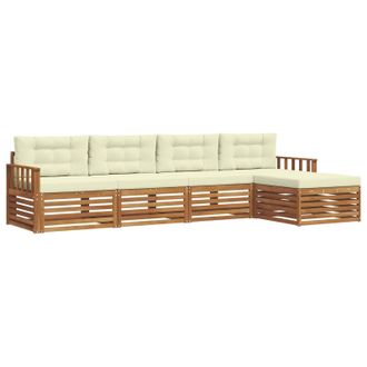 vidaXL Conjunto De Sof&aacute;s De Exterior Con Coj&iacute;n 5 Pcs Natural Y Crema Vidaxl
