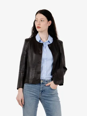 Bully Giacca con scollo rotondo in pelle moro