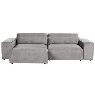 Beliani Moderno Sof&aacute; Modular 2 Plazas Con Otomana Tapizado De Tela Gris Hellnar