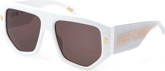 Just Cavalli Stijlvolle zonnebril met bruine lenzen - unisex - Zonnebrillen - Wit - 58 MM - Accessoires