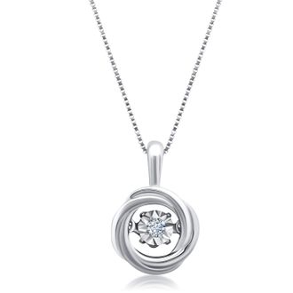 MAX + STONE 10k White Gold Natural Diamond Center of You Dancing Diamond Pendant Necklace