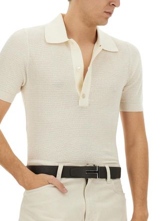Tom Ford Cotton-Silk Blend Polo - Ivory