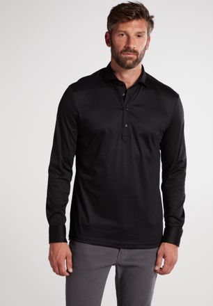 Eterna Langarmhemd ETERNA MODERN FIT, Herren, Gr. 40, Normalgr&ouml;ssen, schwarz, Jersey, 100% Baumwolle, tailliert, Manschette, Hemden Langarmhemd, NON IRON (b&uuml;