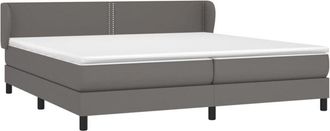 vidaXL Vidaxl - Cama Box Spring Con Colch&oacute;n Cuero Sint&eacute;tico Gris 200x200 Cm