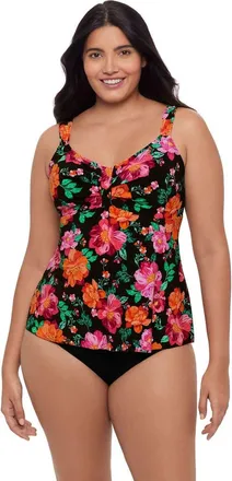 Trimshaper Lily V-Neckline Tankini Swimsuit Top in Hothouse Garden at Nordstrom, Size 16
