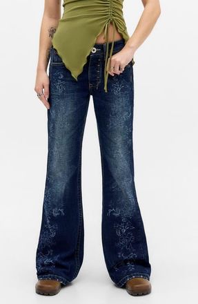 BDG Teo Print Bootcut Jeans in Blue at Nordstrom, Size 25 X 32