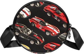 Generic Circle Crossbody Bag for Women, Car Small Sling Bag Daypack with Zipper Adjustable Shoulder Straps Casual Ladies Girls Round Purse