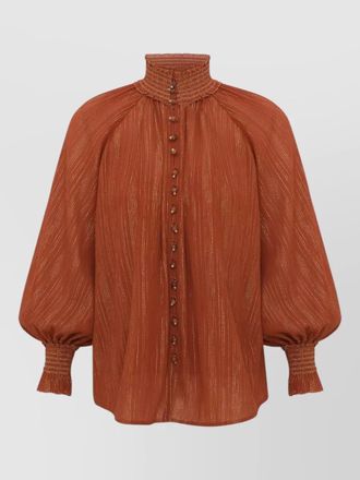 Zimmermann aster blouse cotton silk high neck
