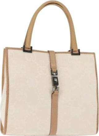 Gucci Pre-owned Handbags, female, Beige, Size: ONE SIZE Pre-owned Vintage Canvas Handbag