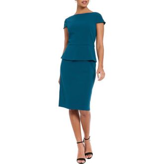 London Times Cap Sleeve Peplum Sheath Dress in Legion Blue at Nordstrom Rack, Size 10