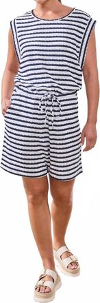 Tribal Sleeveless Romper In Jet Blue
