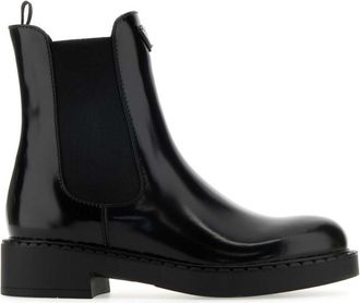 Prada Black Leather Ankle Boots