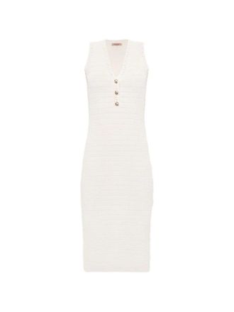Twin-Set Fitted Midi Dress with Textured Ribbed Knit
