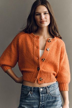 Pilcro Textured Crop Cardigan Sweater