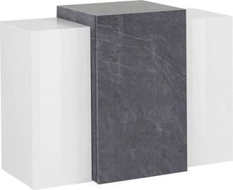 Dmora Dmora Pensile Da Parete, Made In Italy, A 3 Ante, Mobile Da Soggiorno Sospeso, Cm 90x38h66, Colore Bianco Lucido E Grigio Cenere, Con Imballo Rinforza