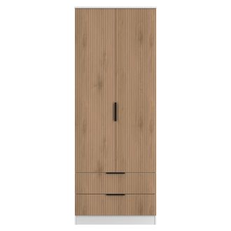 Lewis's Java Tall 2 Door 2drw Robe in Slatted Effect / White - Ready Assembled - Lewiss Home | TJ Hughes