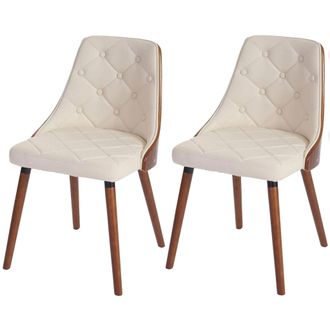 Hhg Hhg - Nunca Usado] Juego De 2 Sillas De Comedor 414, Silla De Visita Silla De Cocina, Madera Curvada Nogal, Piel Artificial Crema