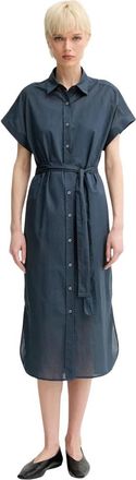 Marc O'Polo Button-Front Cotton Midi Dress - Dames - Shirt Kleedjes - Blauw - S - Katoen - Kleedjes