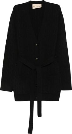 Valentino Truien & Vesten, Dames, Zwart, S, Leer, Gebreide Cardigan met Riem