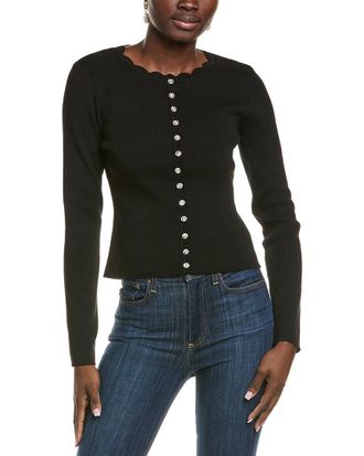 endless rose Scalloped Accent Split Long Cardigan