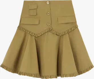 Ganni Green Skirt in Stretch Cotton - Size 32 Organic