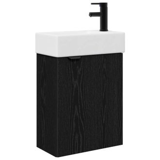 vidaXL M&oacute;dulo De Ba&ntilde;o Con Grifer&iacute;a Roble Negro 45,5 X 22,5 X 84 Cm Vidaxl