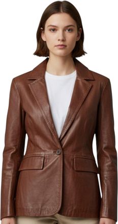 Infinity Leather Womens Tan Italian Leather Blazer Jacket-Chongqing