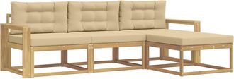 vidaXL Conjunto De Sof&aacute;s De Exterior 4 Uds. Y Beige Poli&eacute;ster Vidaxl