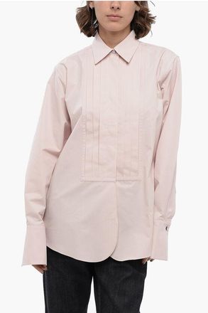 Jil Sander Camicia Tuxedo in Popeline di Cotone con Collo Francese taglia 44