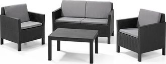 Keter Conjunto De Jard&iacute;n Terraza Balc&oacute;n Chicago Grafito Cojines Mesa 78x58.5x43, Silla/sill&oacute;n 64.5x64.5x75.5, Sof&aacute; 126x64.5x75.5 Anxpxal Cm - Keter