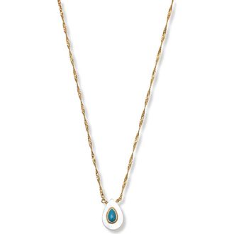 Argento Vivo Teardrop Mother-of-Pearl & Turquoise Pendant Necklace in Gold at Nordstrom