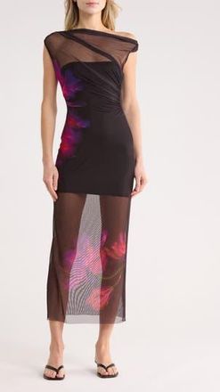 Desigual Mesh One-Shoulder Maxi Dress in Black at Nordstrom Rack, Size X-Large