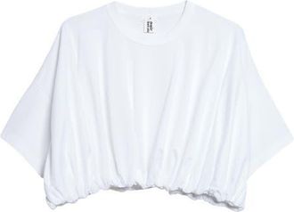 Comme Des Gar&ccedil;ons Bubble Hem Cotton Ponte Crop Top in White at Nordstrom, Size Medium